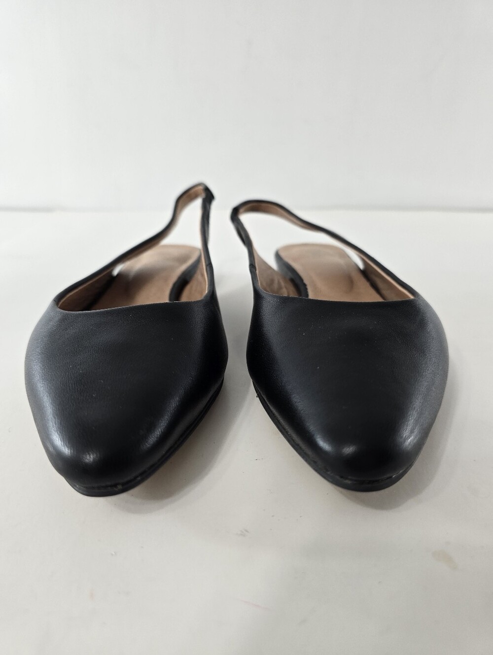J Jill Kara Leather Pointed Toe Slingback Black Minimalist Closed Toe Shoes Sz 7 - Picture 3 of 10